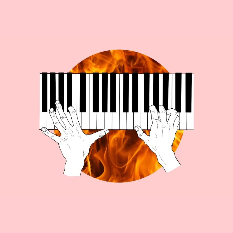 Piano Hands Fire and Flame