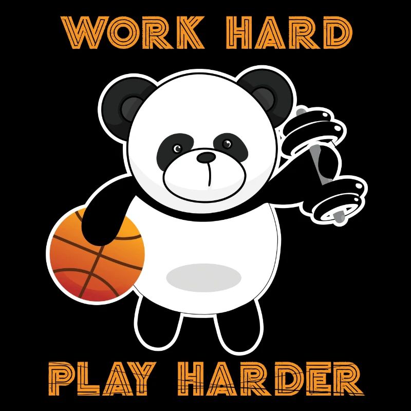 Work Hard play hard basketball Panda Tee.