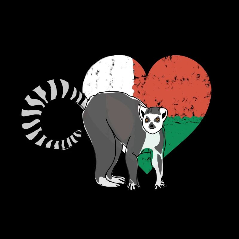 Madagascar lémurien sur drapeau malgache
