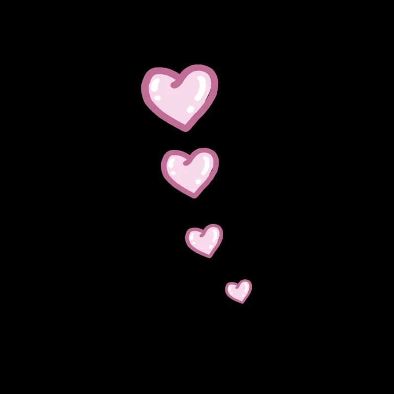Pink hearts gift in a row