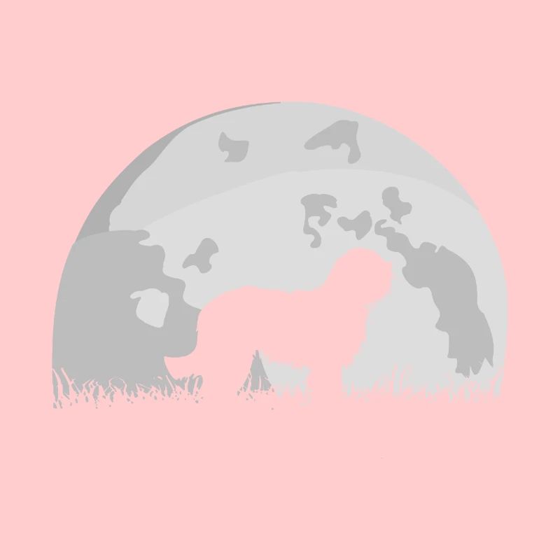 Bearded Collie full moon moon silhouette