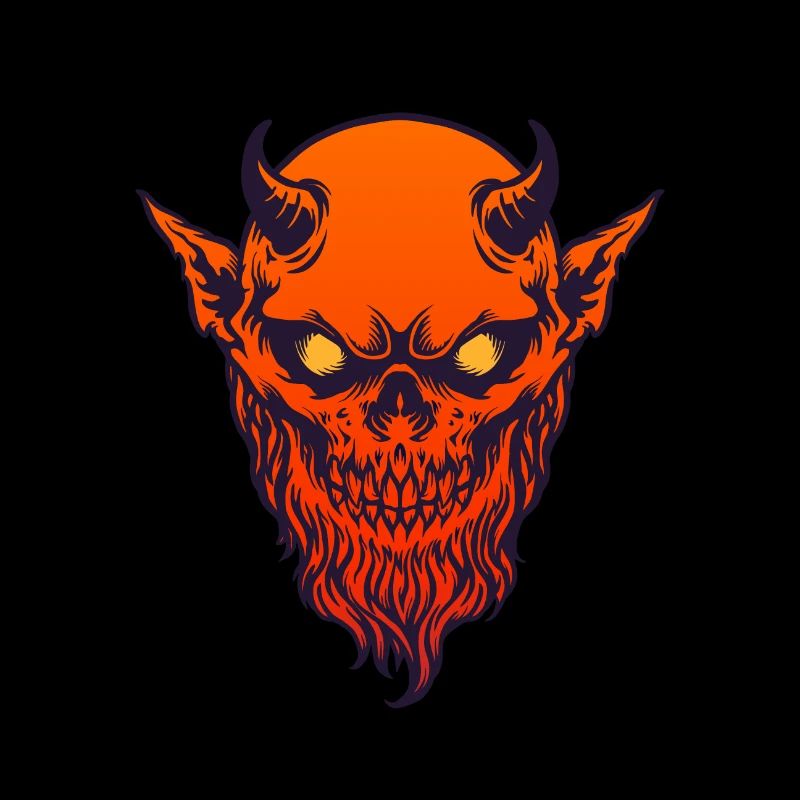 Devil Demon Rot mit Horn und Bart