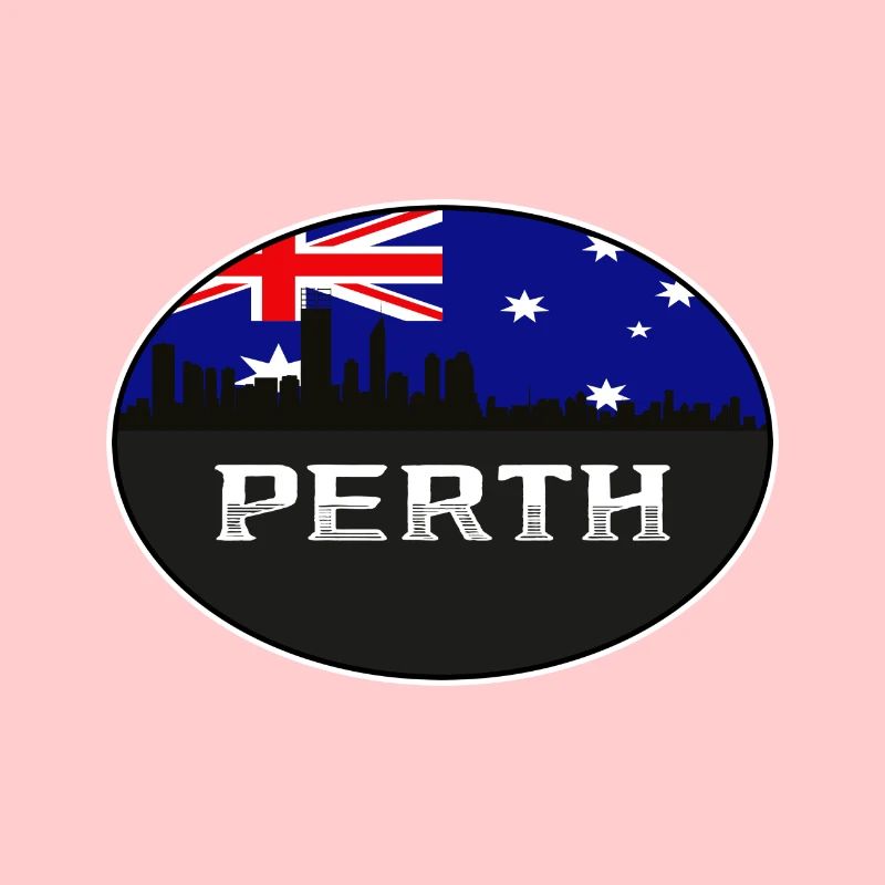 Perth Australie Skyline Silhouette Drapeau australien