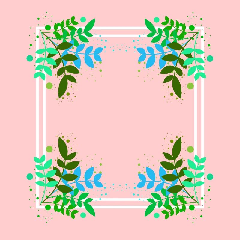 Frame with color stains leaf decoration