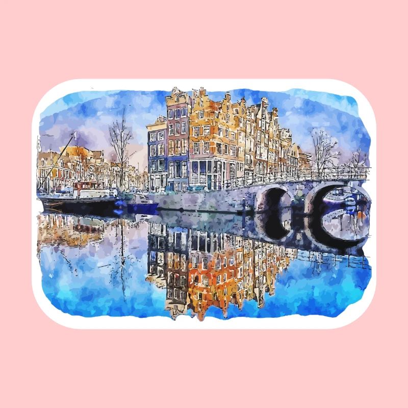 Amsterdam Pays-Bas Aquarelle Esquisse Dessinée Douleur