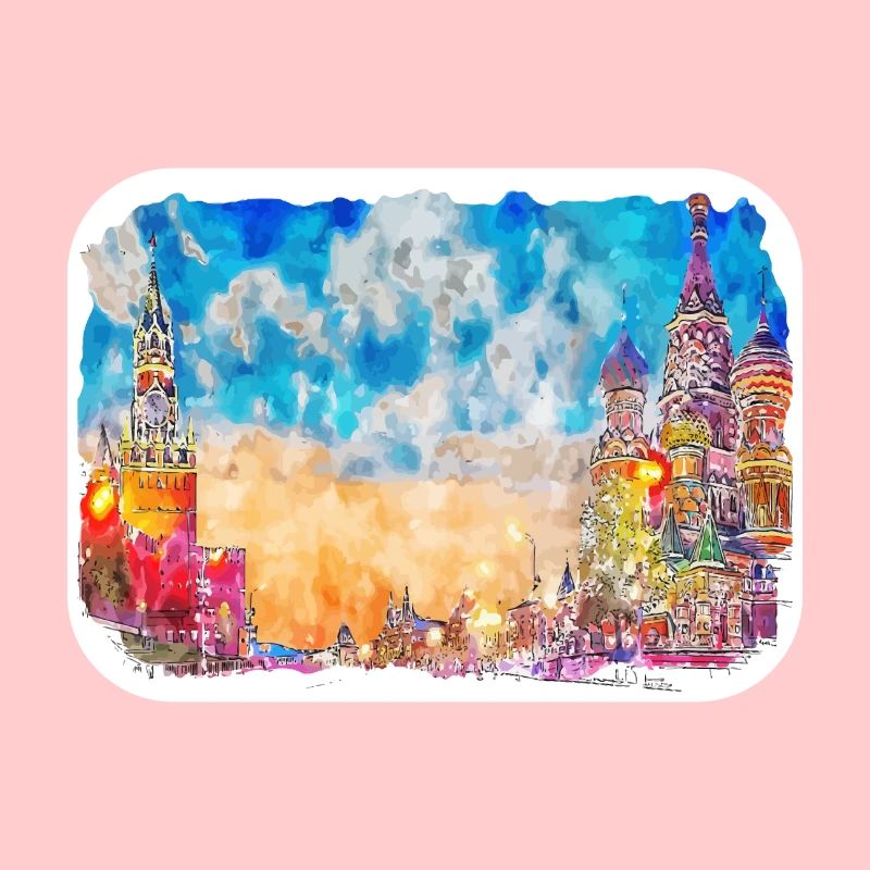 Moscou Russie Aquarelle Esquisse Dessin Dessiné