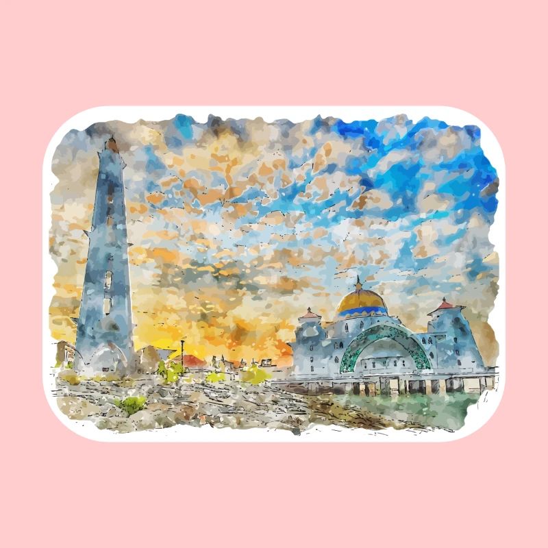 Malaisie Aquarelle Esquisse Dessinée à la Main Illustration