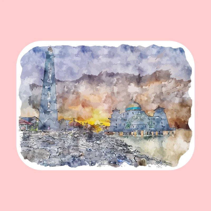 Malaisie Aquarelle Esquisse Dessinée à la Main Illustration