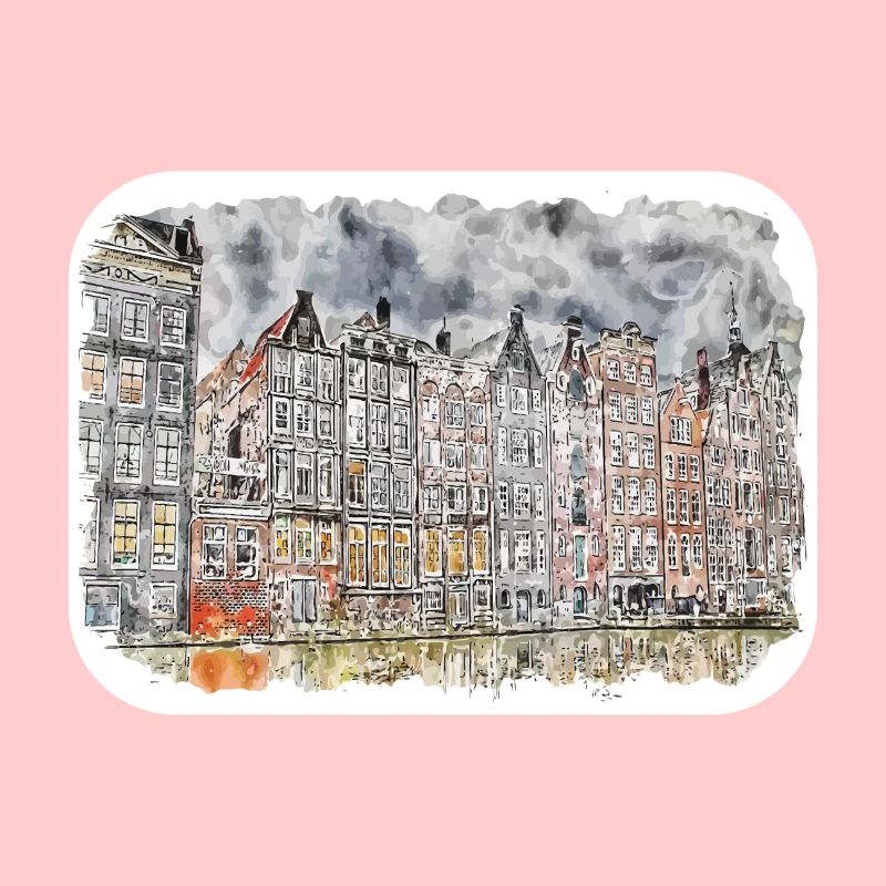 Amsterdam Pays-Bas Aquarelle Esquisse Dessinée Douleur