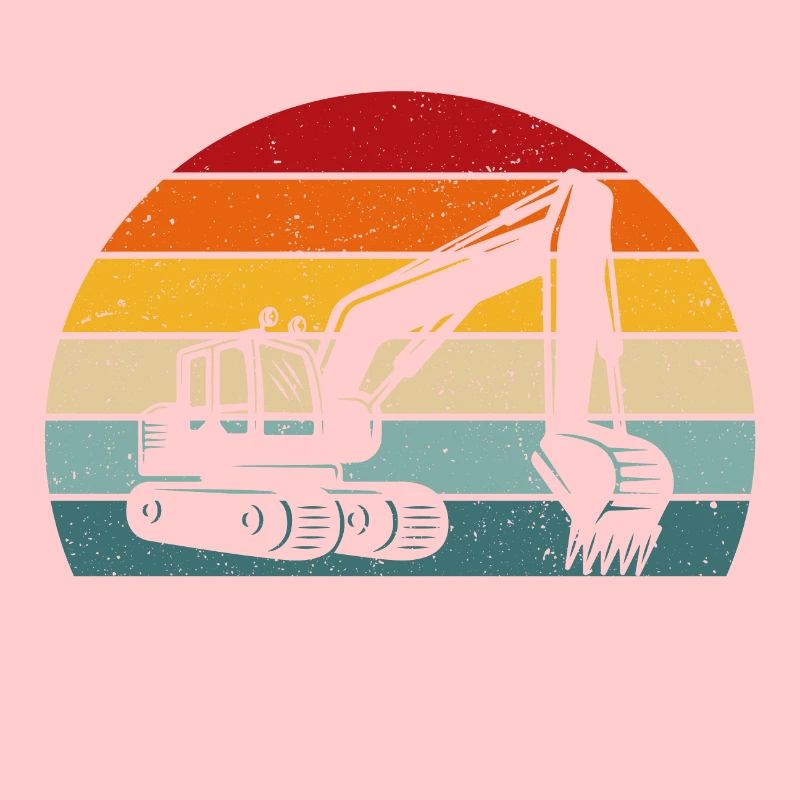 Retro Bagger Baggerfahrer Baustelle Bauarbeiter