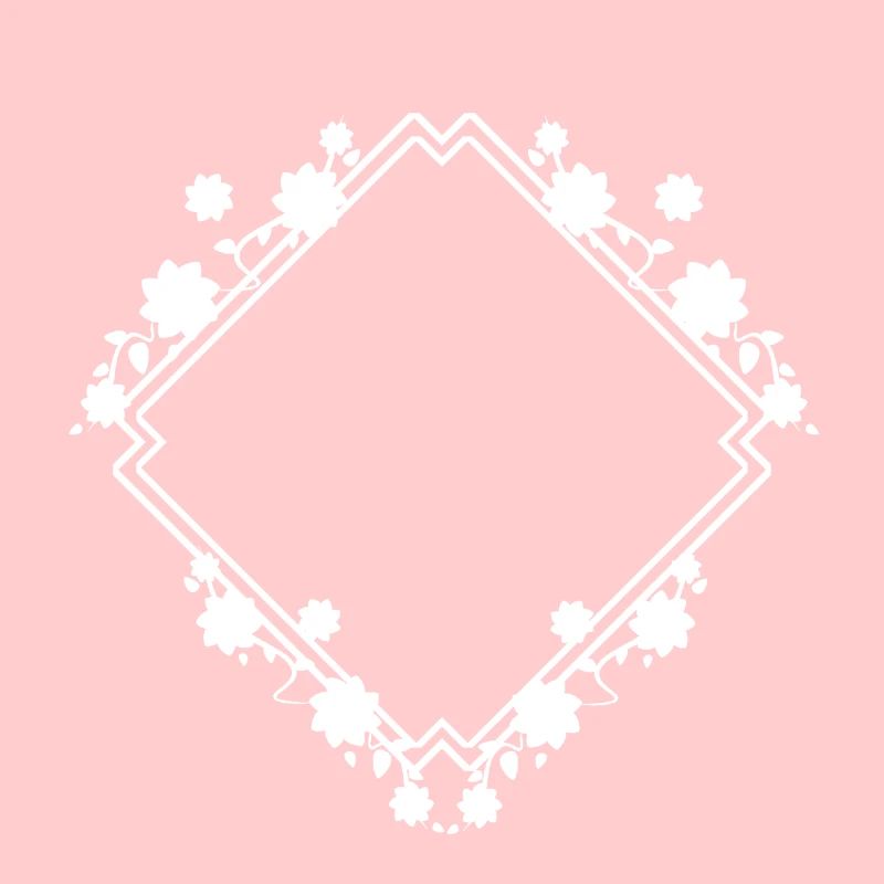 White frame with floral pattern decoration