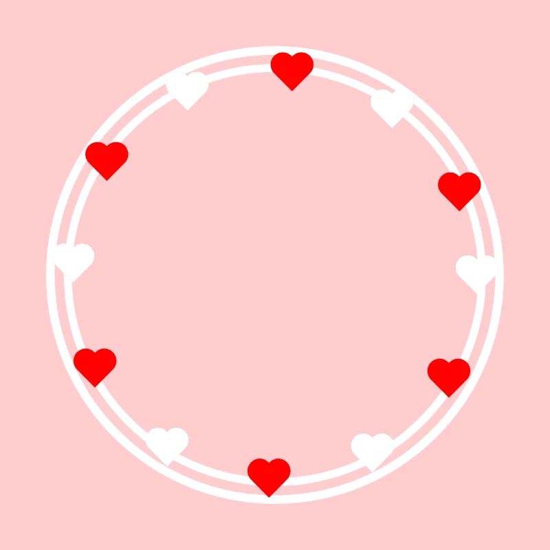 Hearts in round frame decoration Circular