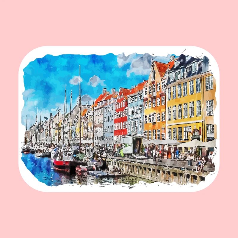 Copenhague Danemark Aquarelle Esquisse Dessinée Paintin