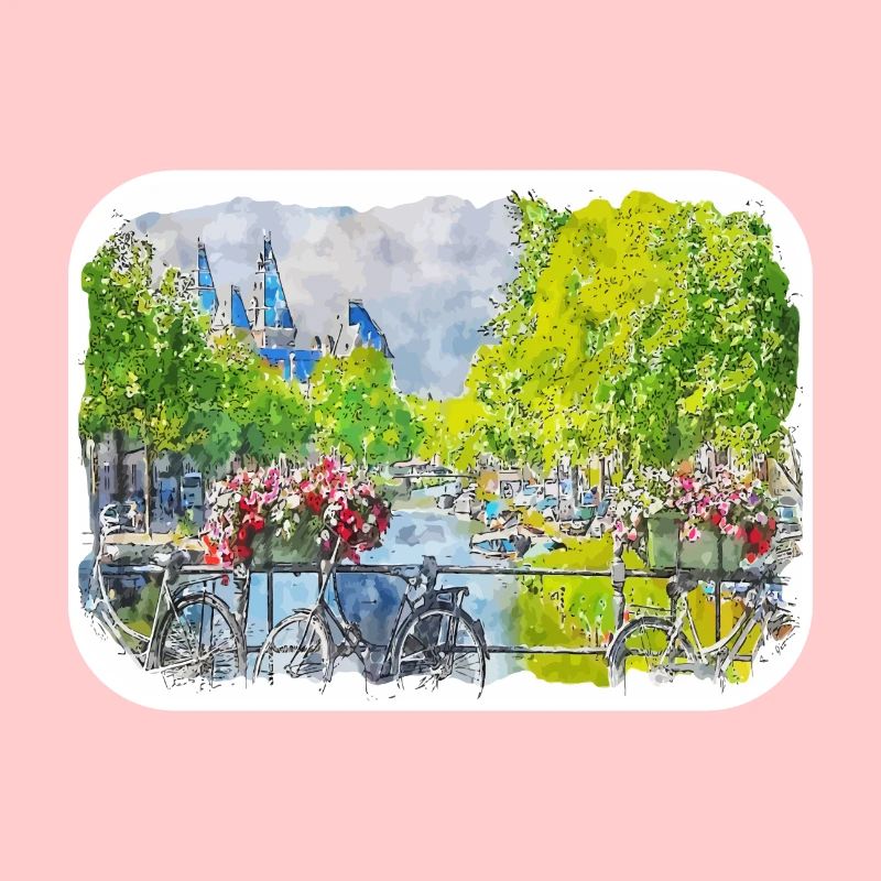 Amsterdam Pays-Bas Aquarelle Esquisse Dessinée Douleur
