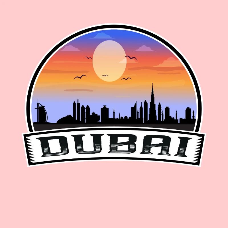 Dubaï Eau Skyline Vintage Sunset Souvenir de voyage