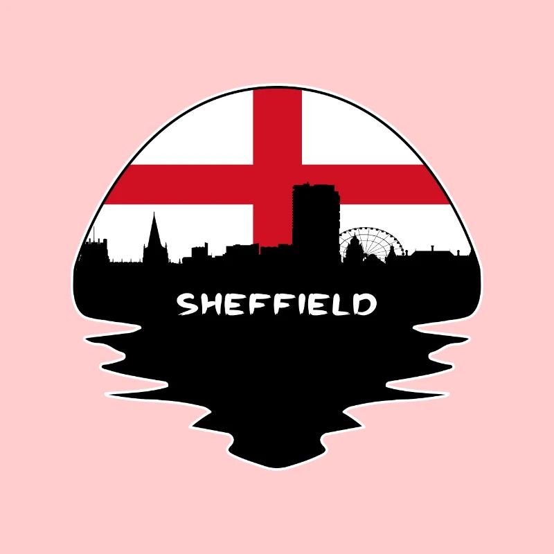 Sheffield Angleterre Drapeau Skyline Voyage Silhouette