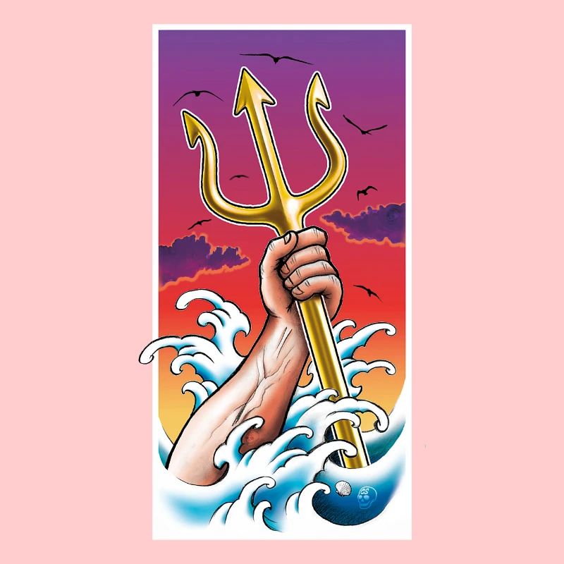 Poseidon Meeresgott unter Wasser mit Dreizack in der Hand