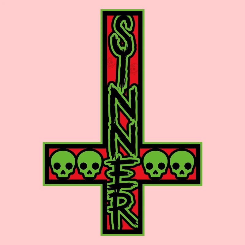 Sinner On Inverted Cross Red And Green