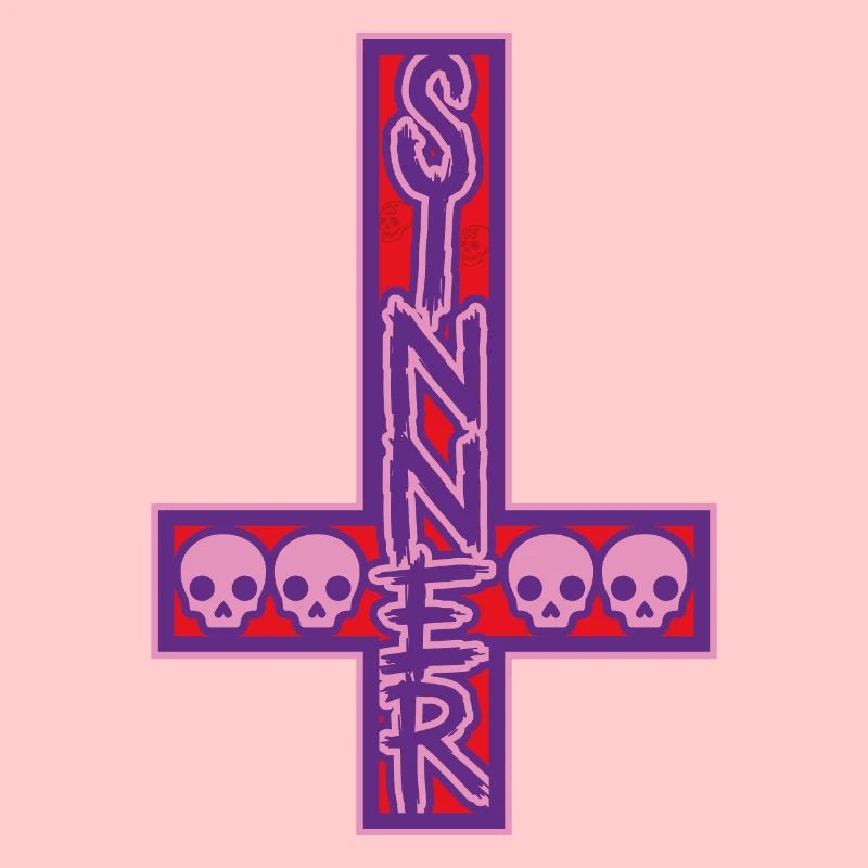 Sinner On Inverted Cross Pink & Purple
