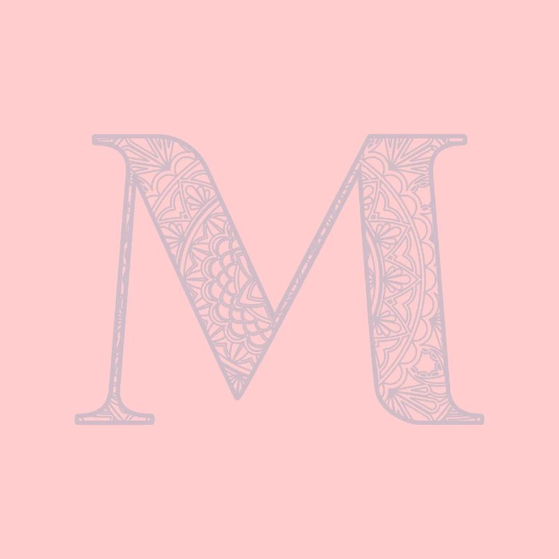 Mandala Monogram Initial in Dusky Pink - Letter M