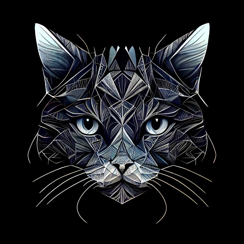 Black cat face with geometric patterns