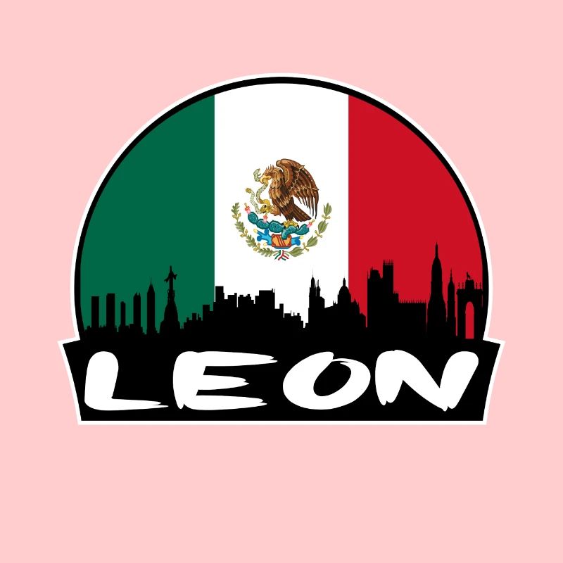 Leon Mexiko Flagge Skyline Silhouette Reisen