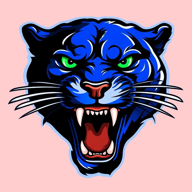 Tête de panthère Bleu
