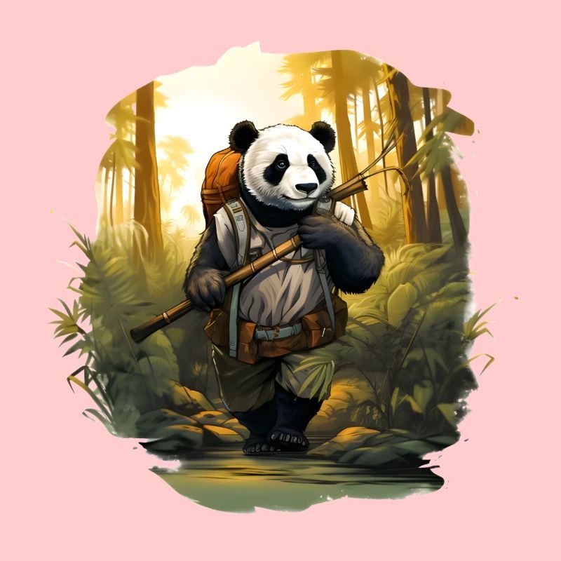 Panda Forest Bamboo Hiker Backpack Plants