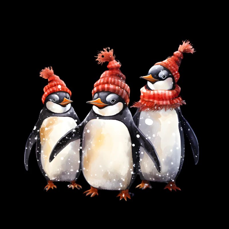 Weihnachten Pinguine Schal Mütze Winter Eis