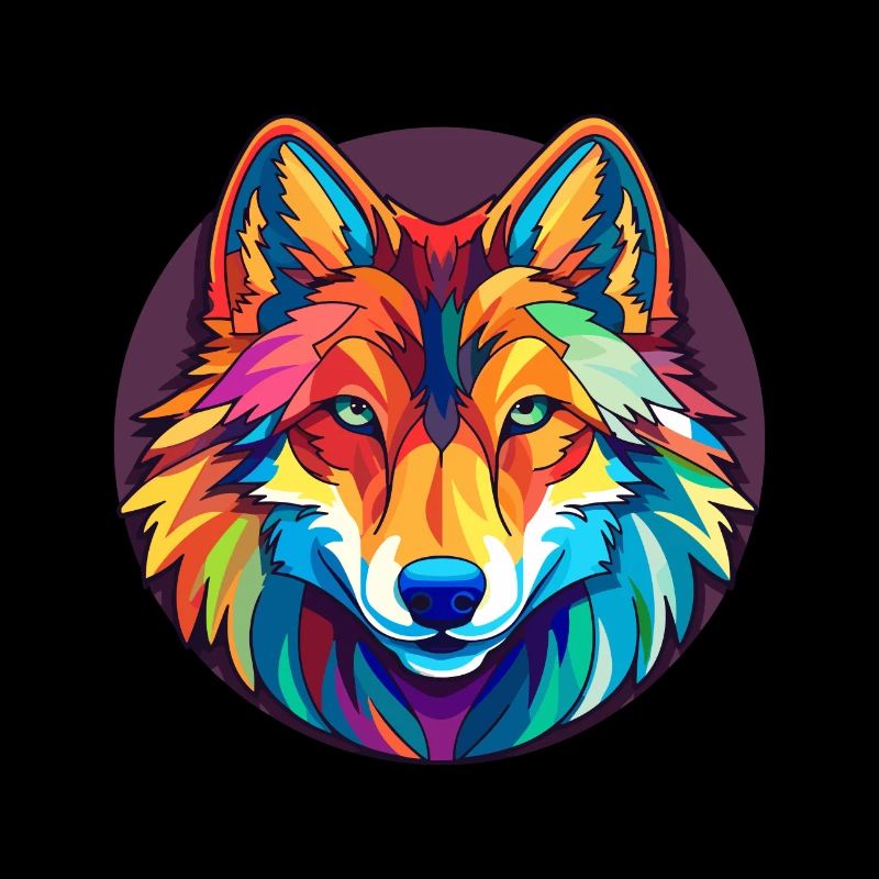 Wolf Buntes Glas Bunte Karikatur Kawaii Tier