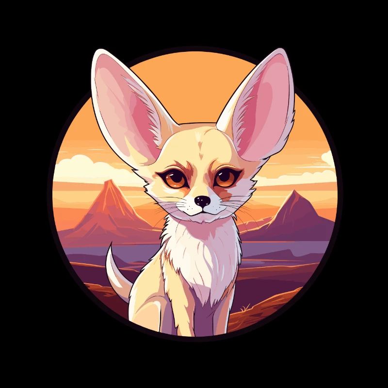 Fennec Fox Aquarelle Colorée Dessin Animé Kawaii Pet