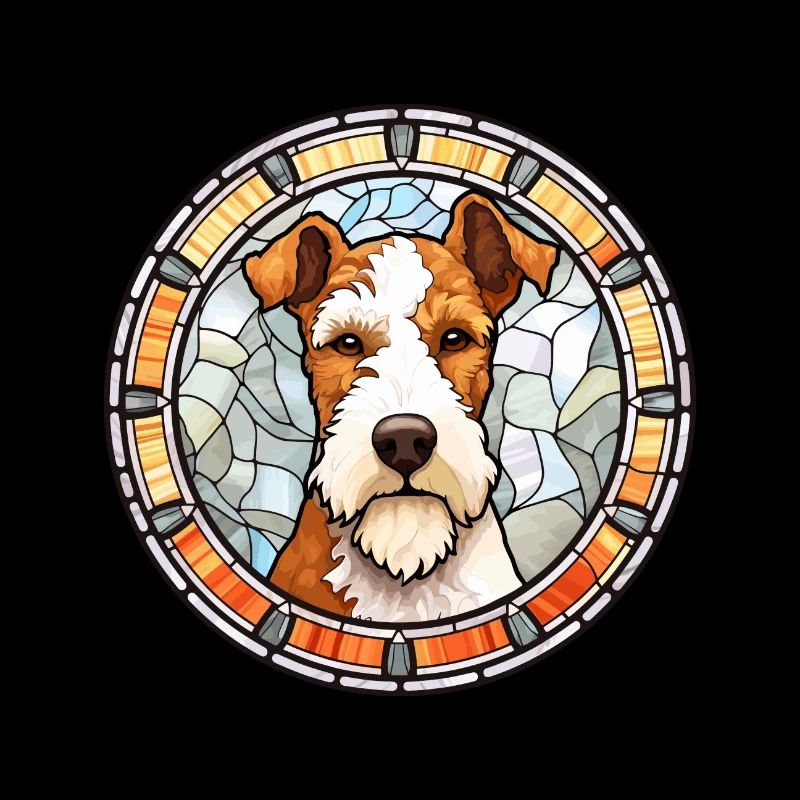 Draht Foxterrier Hunderasse Buntglas Bunt