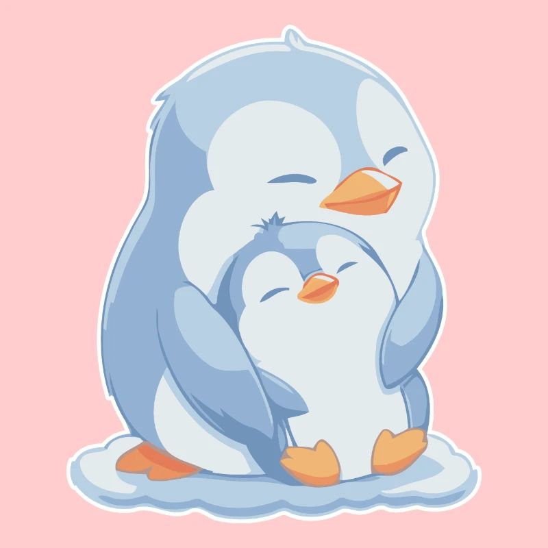 Pinguin Mama und Baby Muttertag