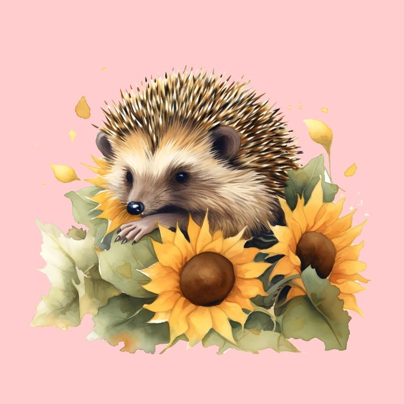 Igel mit Sonnenblumen Süßes Tier mit Blumen