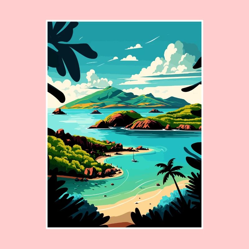Antigua-et-Barbuda Affiche de voyage dans les Caraïbes