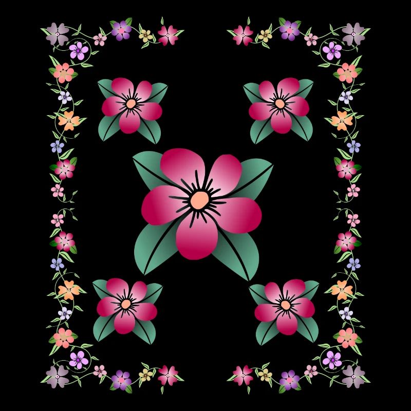 Prairie fleurie, vrille de fleur, motif floral coloré, fleur