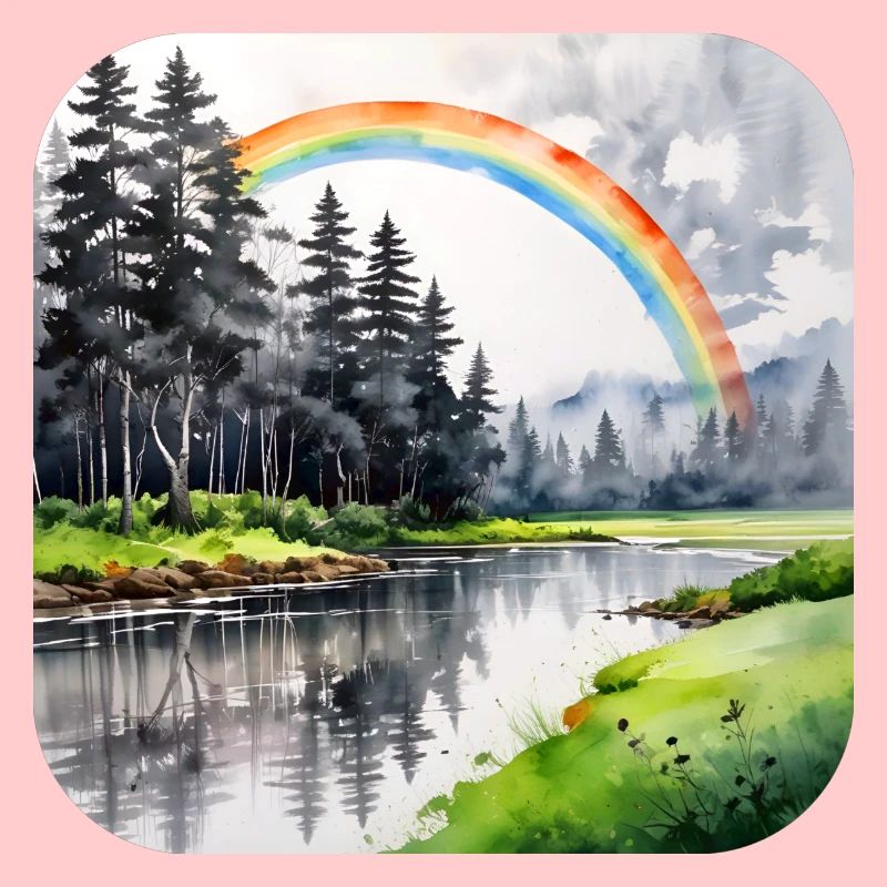 Paysage avec arc-en-ciel