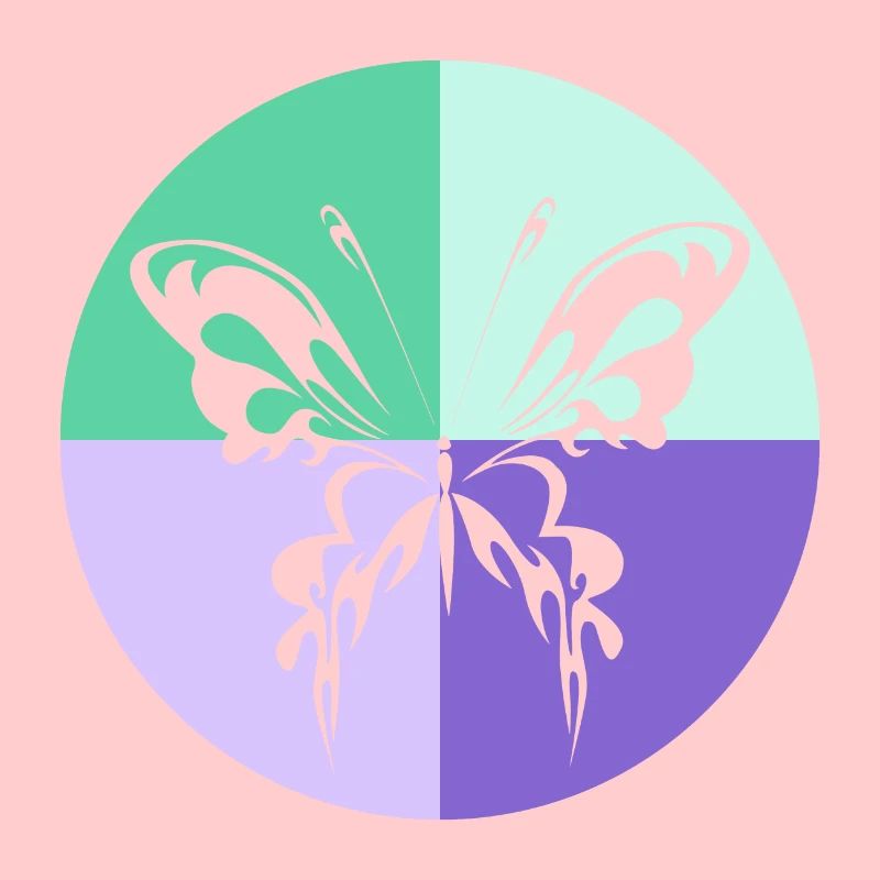 Quatuor de papillons Vert Violet