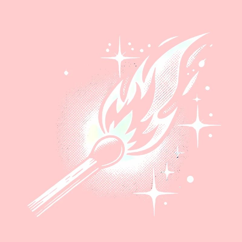 Retro Halftone Matchstick Flame
