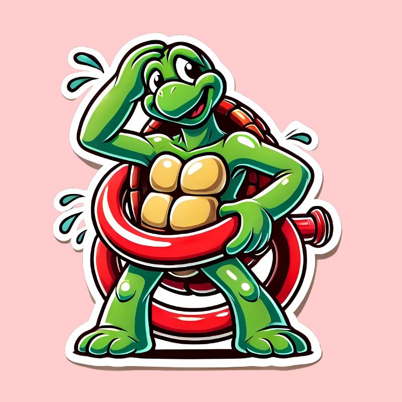 Funny Turtle Oops Cartoon Sticker