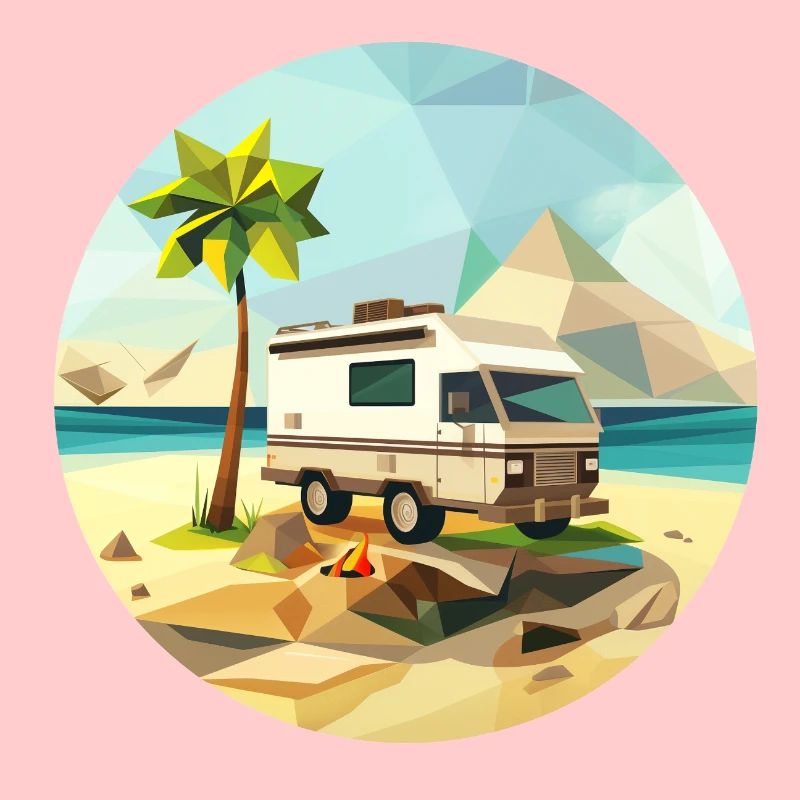 Camping à l’ancienne – Moderne dans un look low poly