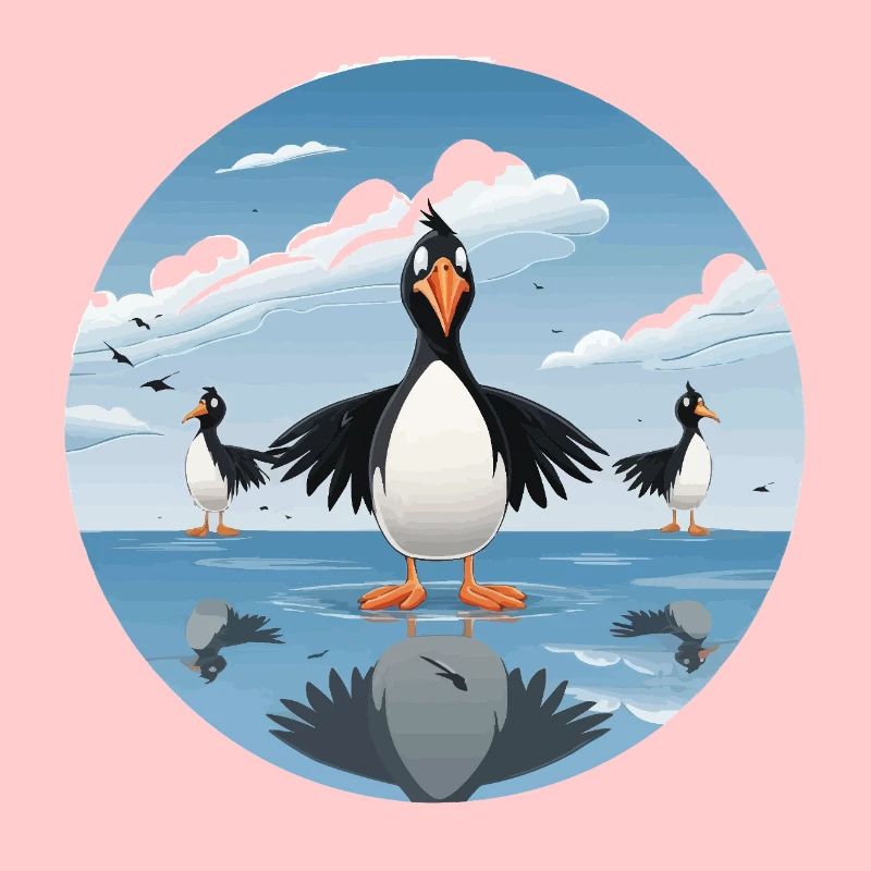 Pinguinenschar am Eissee