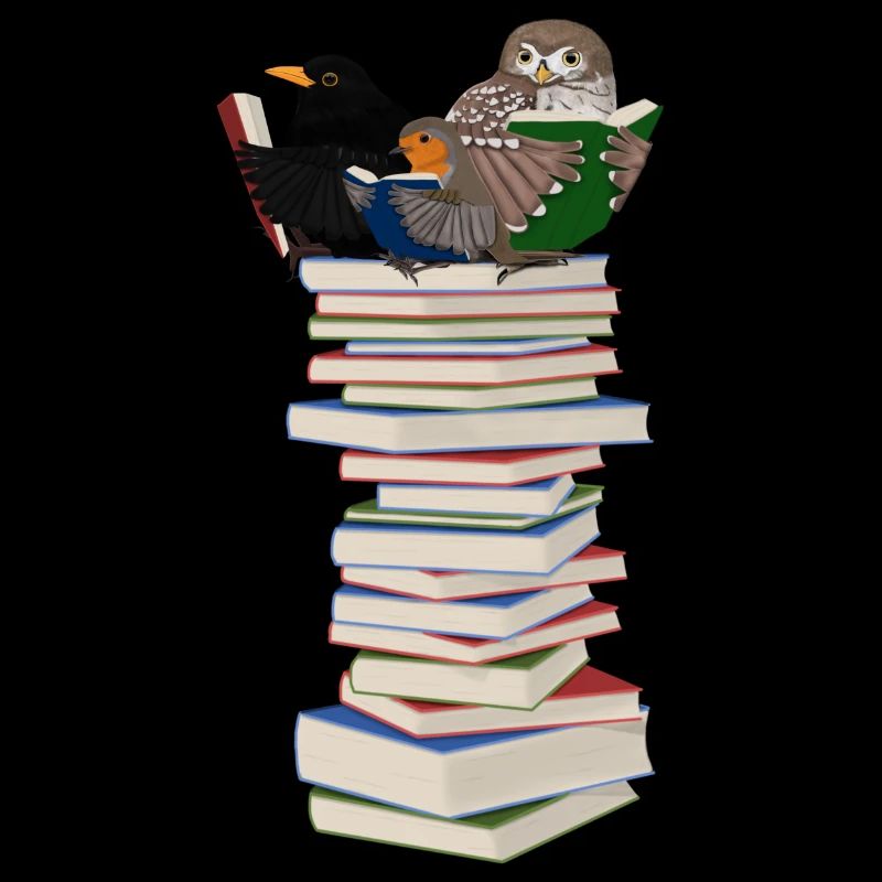 Rotkehlchen Amsel Eule lesen Bücher Vogel