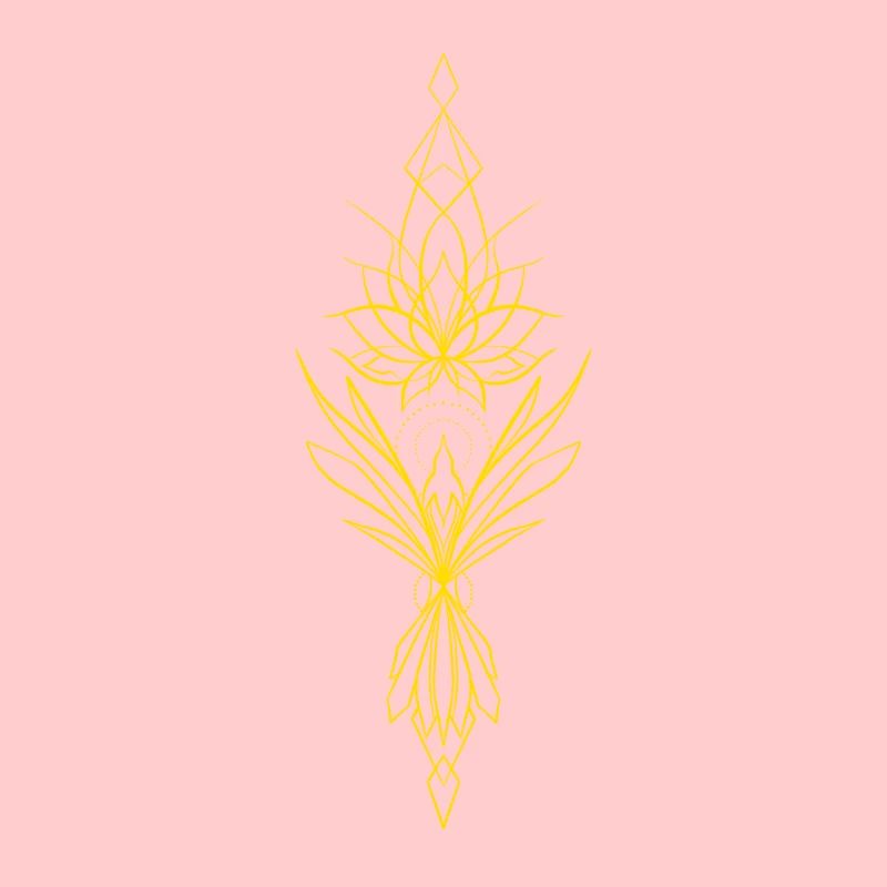 Symmetrical yellow phoenix on a black background