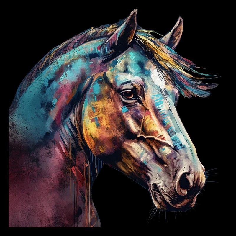 Idée passion chevaux cavalière aquarelle splash