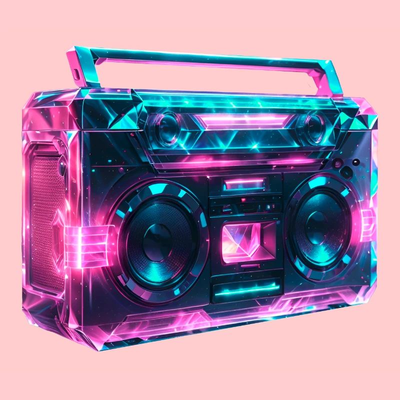 Boom box cassette recorder retro wave