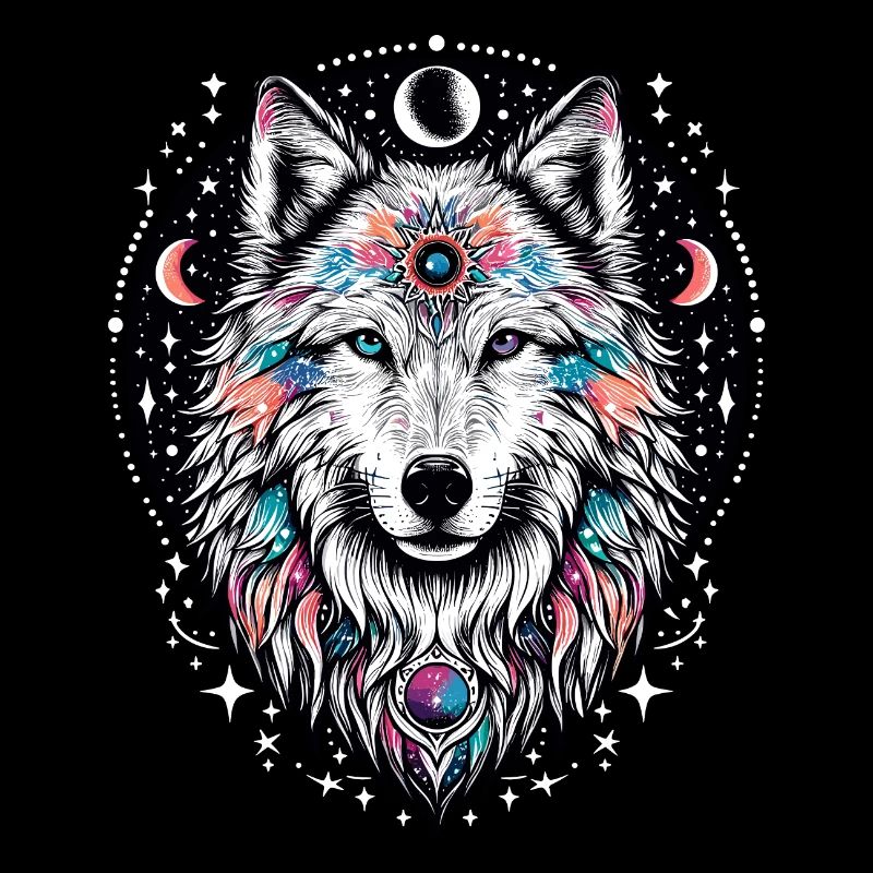WOLF, COSMIC, UNIVERSE, PLANET, STARS, GALAXY, WORLD
