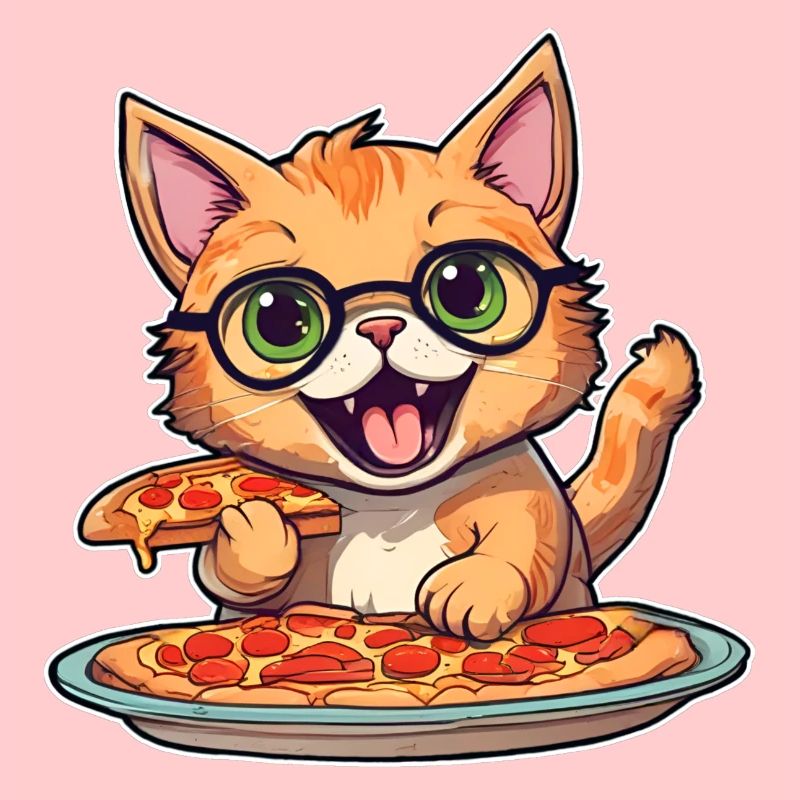 Le chat adore la pizza