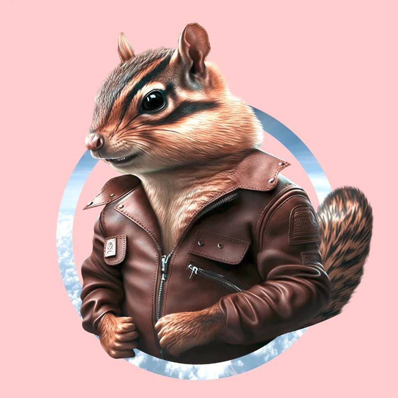 Streifenhörnchen Flugkapitän Lederjacke Pilot