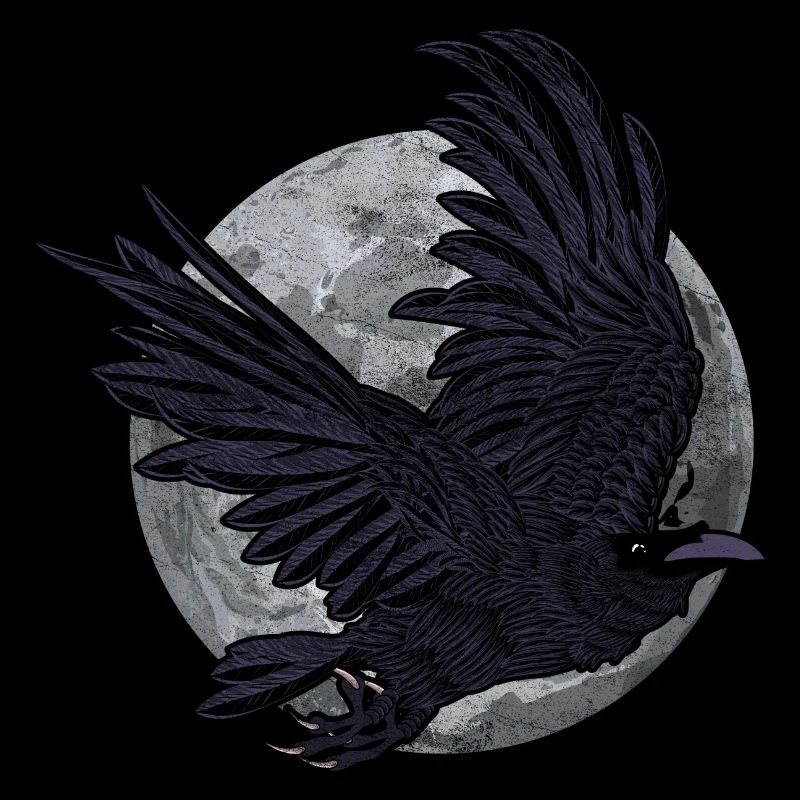 Vollmond Schwarzer Vogel Krähe Geschenk Rabe